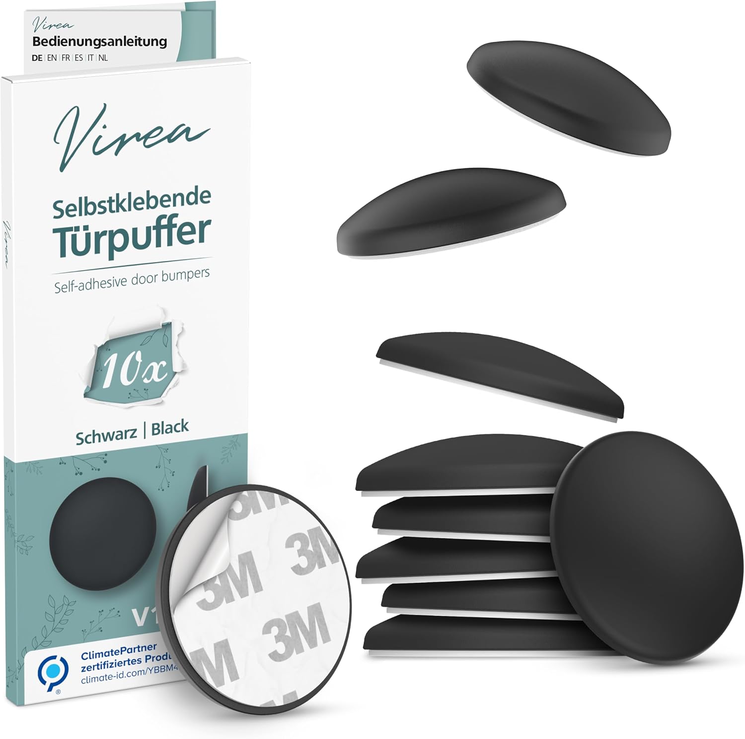 Möbel-Schutzpads: selbstklebend, 40 × 8 mm, schwarz